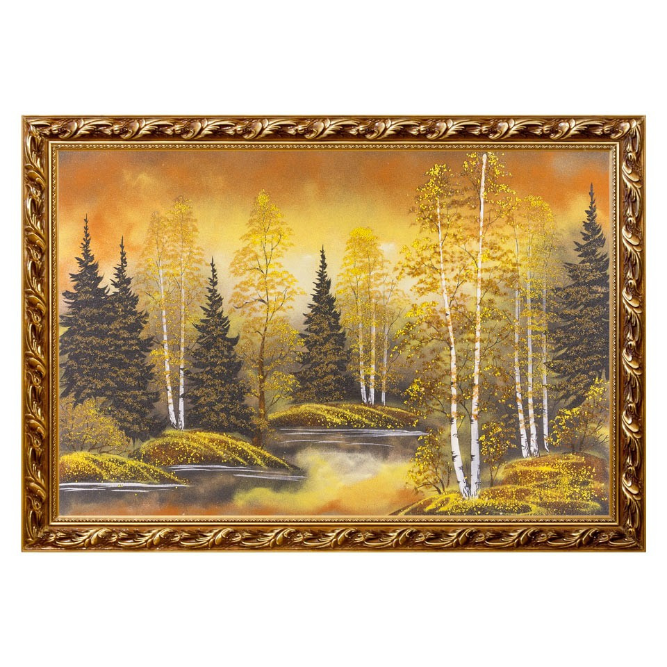 Картина "Осень янтарная" багет №8 50х80 см, каменная крошка 111293 - фото 1 - id-p80868854