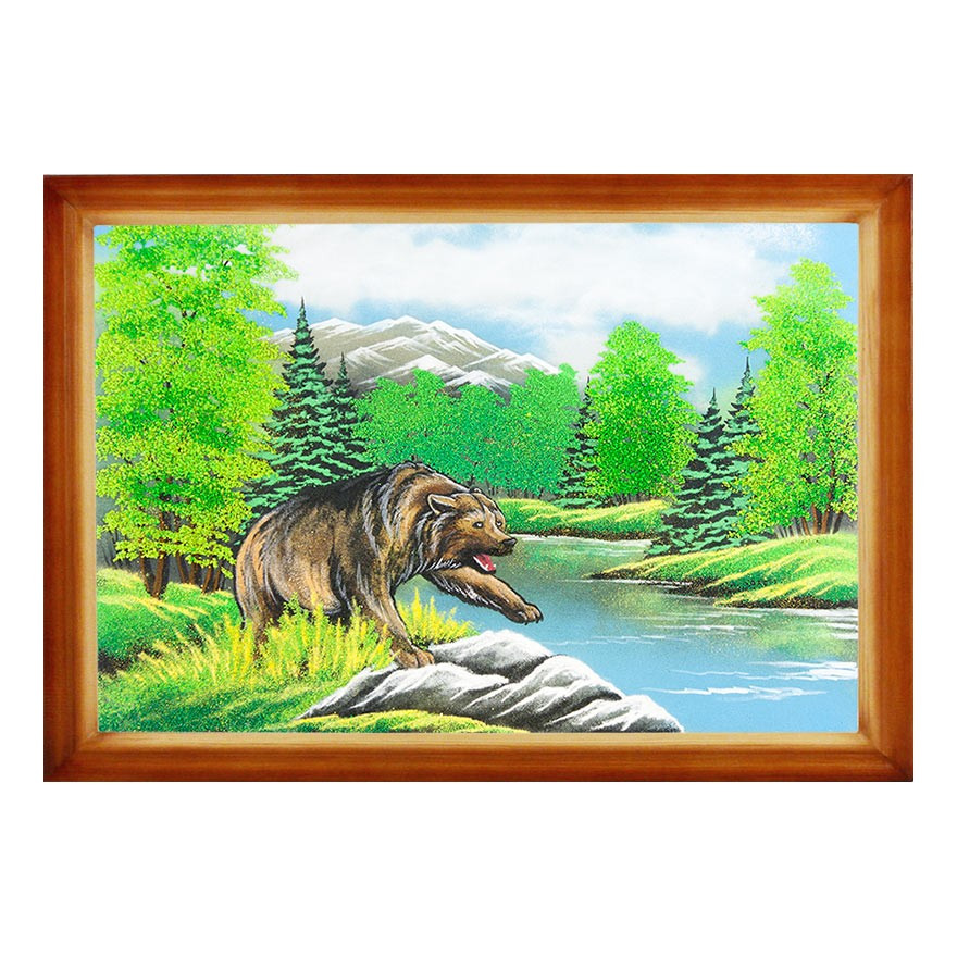Картина "Медведь" багет дерево 46х66 см, каменная крошка 111716 - фото 1 - id-p80868890