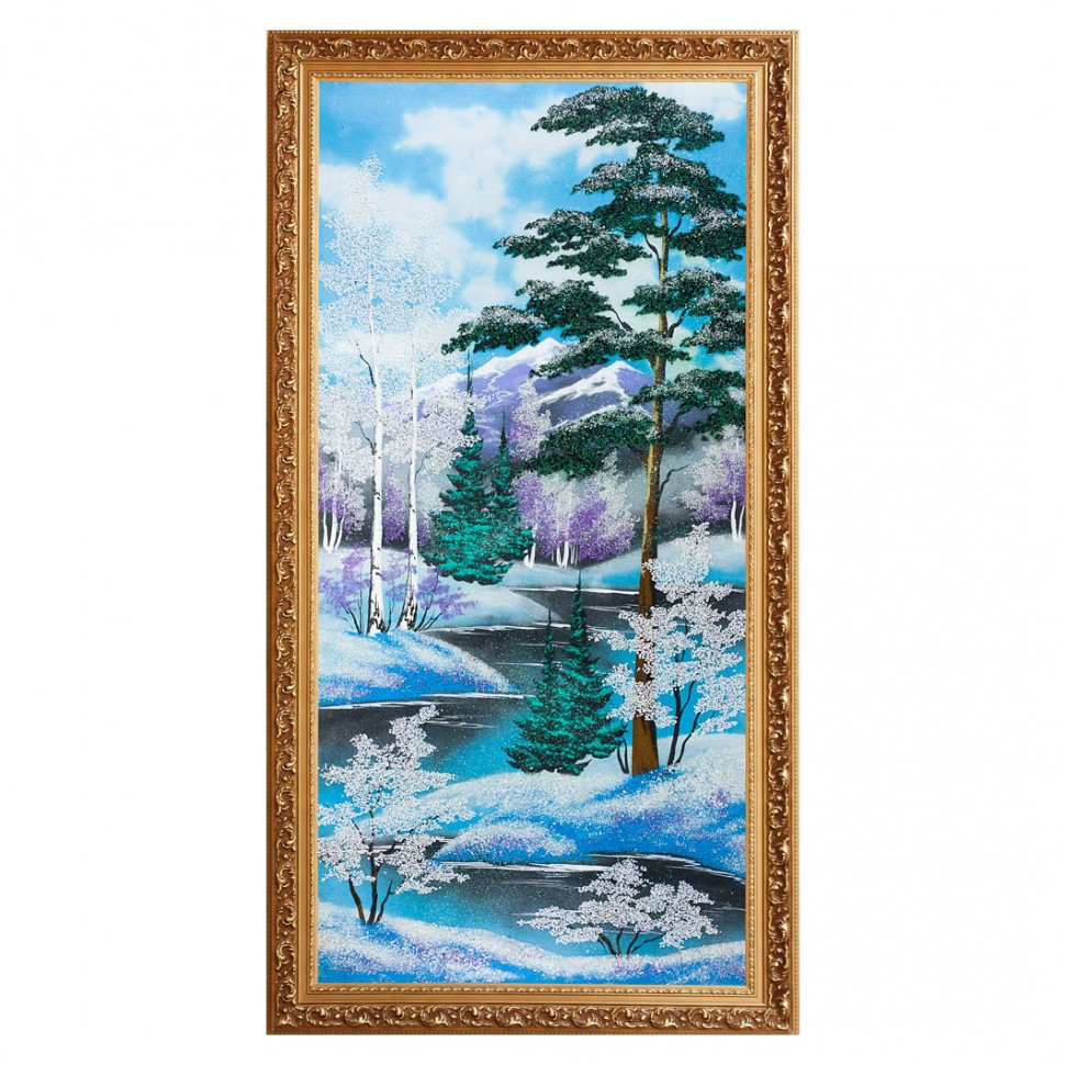 Картина "Зимний пейзаж" багет №7 40х80 см, каменная крошка 111842 - фото 1 - id-p80868940