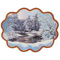 Панно с рисунком из камня "Домик в зимнем лесу" 34х26 см 117129