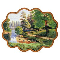 Декоративное панно с рисунком из камня "Дорога к озеру" 34х26 см