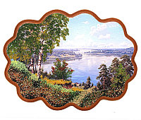 Панно с рисунком из камня "Волга" 34х26 см 117170