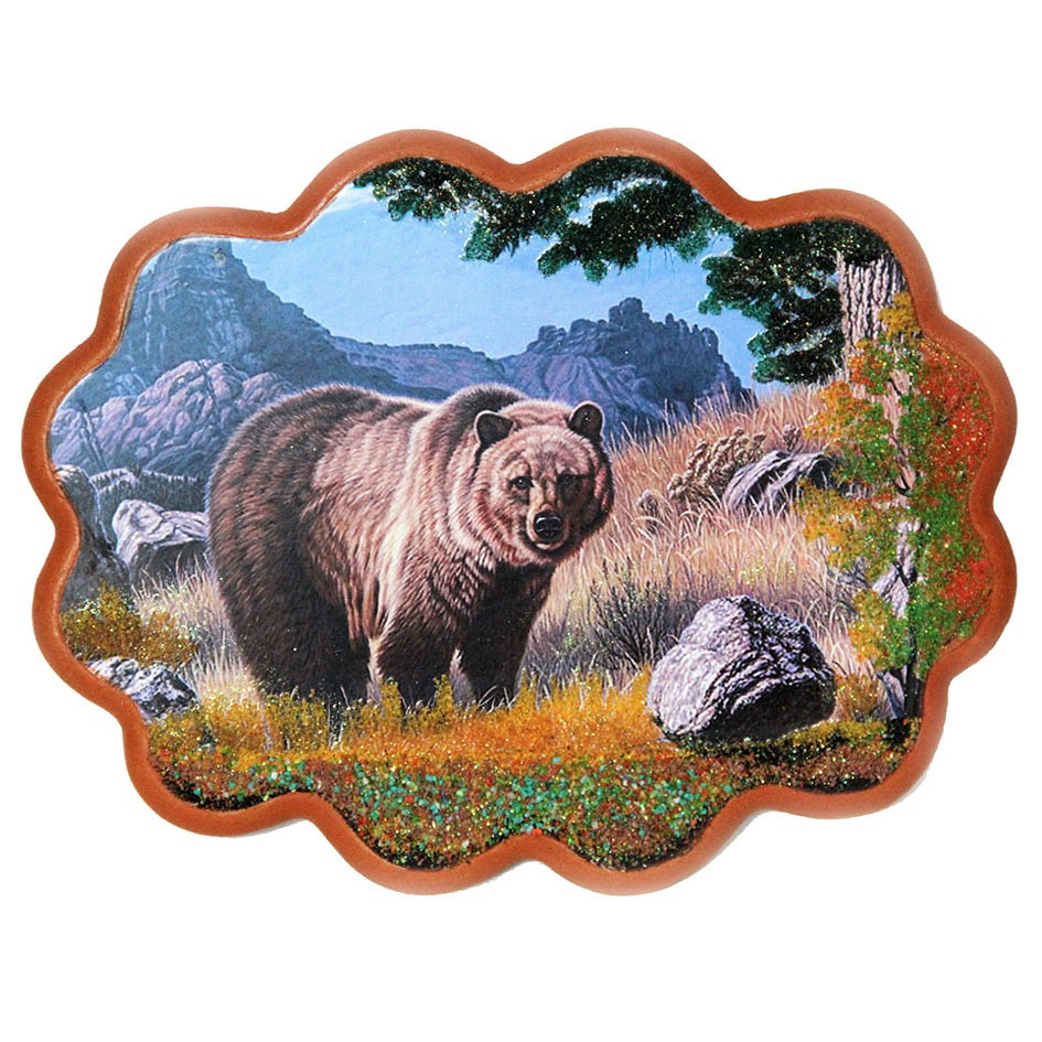 Панно с рисунком из камня "Медведь в горах" 34х26 см 117143 - фото 1 - id-p80869166