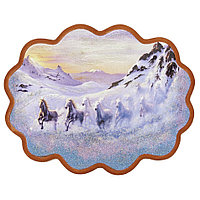 Панно с рисунком из камня "Снежный табун" 34х26 см 117133