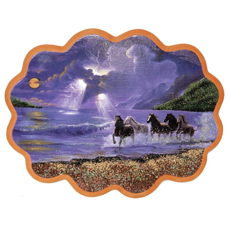 Панно с рисунком из камня "Побег лошадей" 34х26 см 117132 - фото 1 - id-p80869173