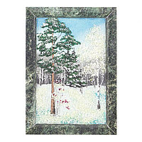 Картина из камня "Зимний пейзаж" рамка змеевик 13х18 см 119787
