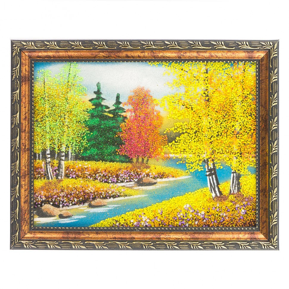 Картина "Осенний пейзаж" рамка багет 15х20 см, каменная крошка 119811 - фото 1 - id-p80869955