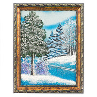 Картина "Зимний пейзаж" рамка багет 15х20 см, каменная крошка 119813