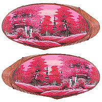 Панно на срезе дерева "Розовый закат" горизонтальное 50-55 см каменная крошка 120052