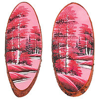 Панно на срезе дерева "Розовый закат" вертикальное 20-25 см каменная крошка 120305