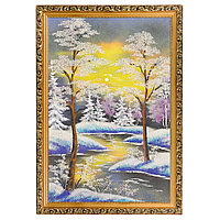 Картина "Зимняя ночь" багет дерево гипс 46х66 см, каменная крошка 112447