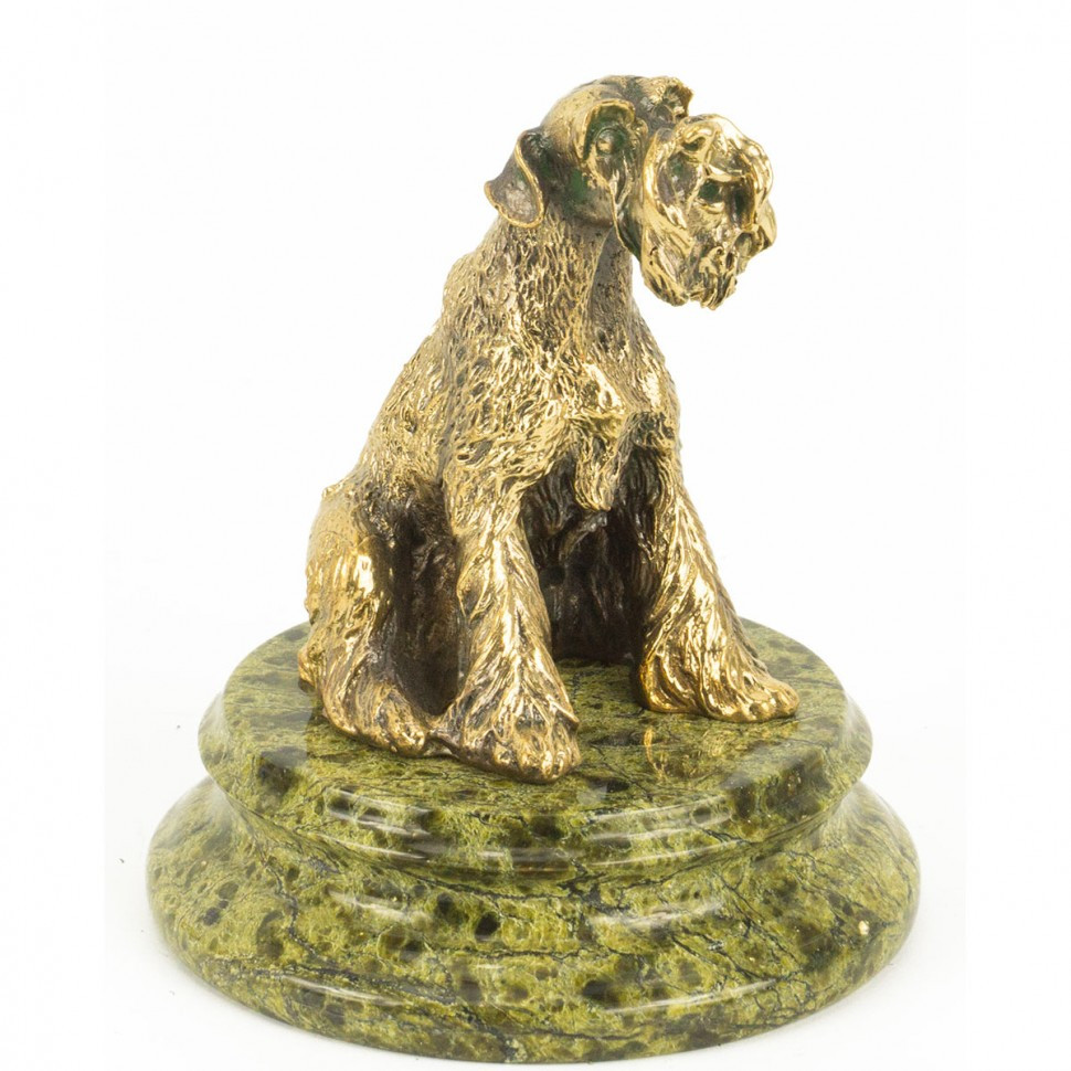 Сувенирная статуэтка "Собака Ризеншнауцер" бронза камень змеевик 118612 - фото 1 - id-p80871354