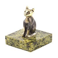 Бронзовая статуэтка "Кошка сидит" основание из камня 119832