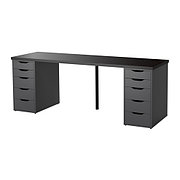 Стол ЛИННМОН / АЛЕКС черно-коричневый ИКЕА, IKEA