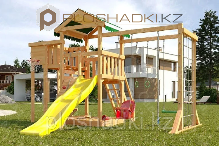 Детская площадка Савушка Мастер 4, игровая башня, игровой балкон, горка, качели люкс, песочница.