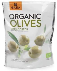 Оливки Gaea зеленые Organic с косточкой, 150 г