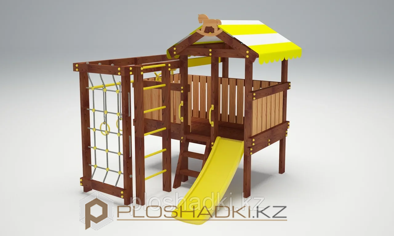 Детская площадка Савушка BABY-1(play), швед. стенка, балкон, игровой домик, турник, бинокль, руль. - фото 4 - id-p74480433