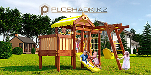Детская площадка Савушка BABY-2(play), игровой домик с крышей, горка, балкон, сетка-лазалка, турник, бинокль.