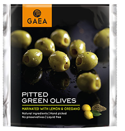 Оливки Gaea зеленые с орегано и лимоном, 150 г