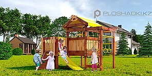 Детская площадка Савушка BABY-7(play), игрвой домик с крышей, увеличен. балкон, шведская стенка, сетка-лазалка