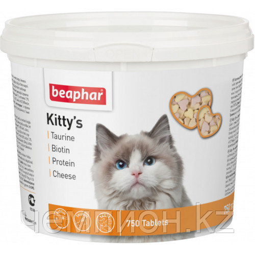 Beaphar Kitty*s Mix, Беафар Вит. Киттис Микс таурин+биотин, протеин, сыр, 14 табл - фото 1 - id-p38032911