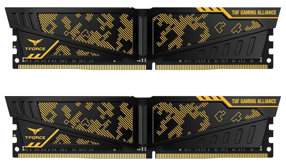 ОЗУ Team Group Vulcan TUF Yellow 8GBx2/2400 DDR4 DIMM, CL14, 1.2V, TLTYD416G2400HC14DC01