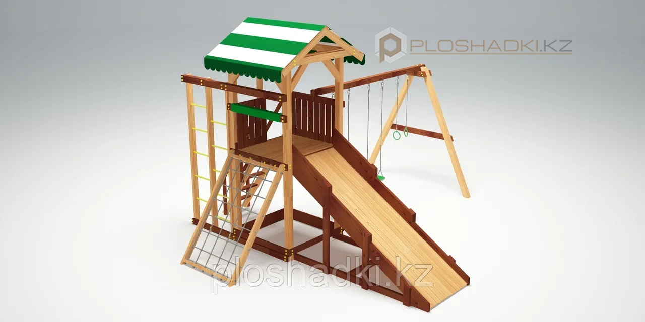 Детская площадка Савушка "4 сезона" 4 игровая башня с горками, лестницей, качелями, песочницей - фото 10 - id-p74505504