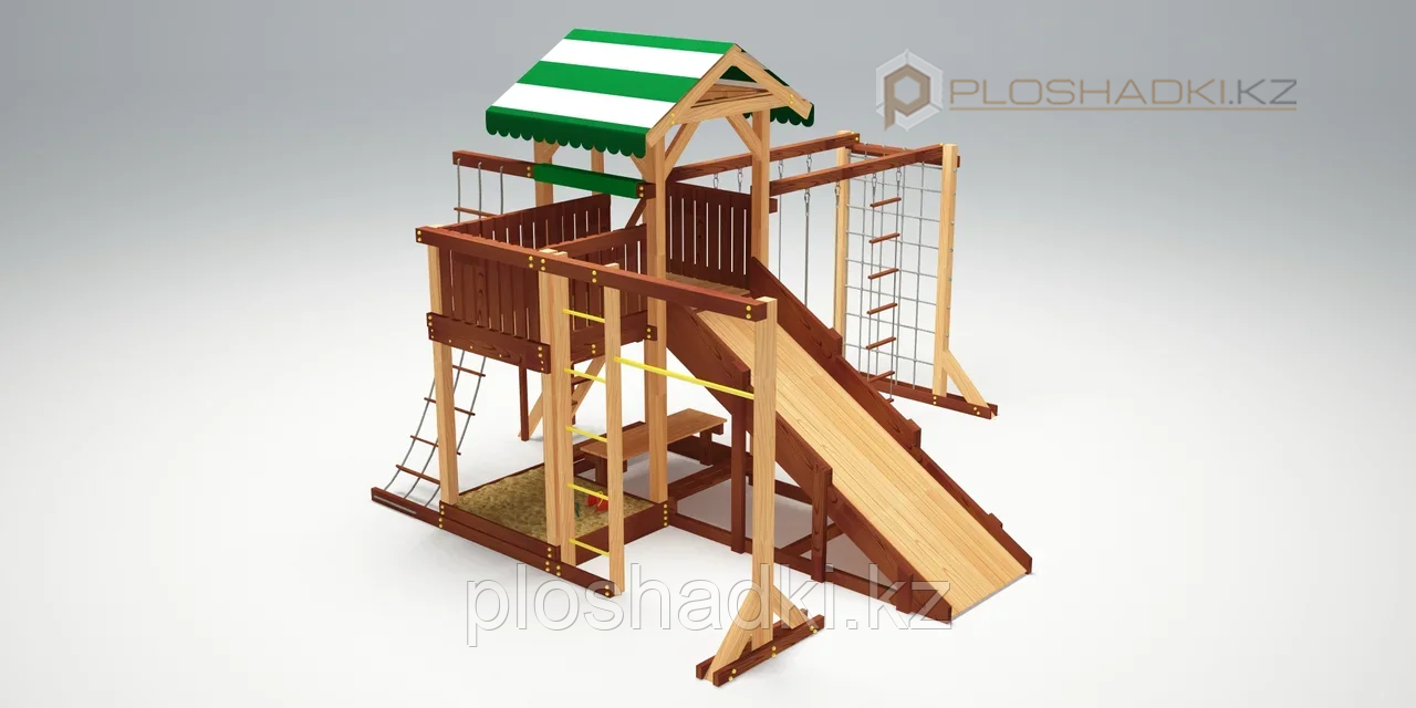 Детская площадка Савушка "4 сезона" 6, игровая башня 2 качели, столик с лавочками, лестница, горки - фото 6 - id-p74505511