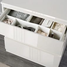 Комод с 3 ящиками СКОНЕВИК глянцевый белый 70x72 см. ИКЕА, IKEA, фото 3