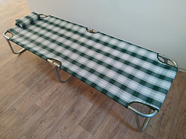 Раскладушка туристическая с подголовником (оцинкованная сталь)180х60см