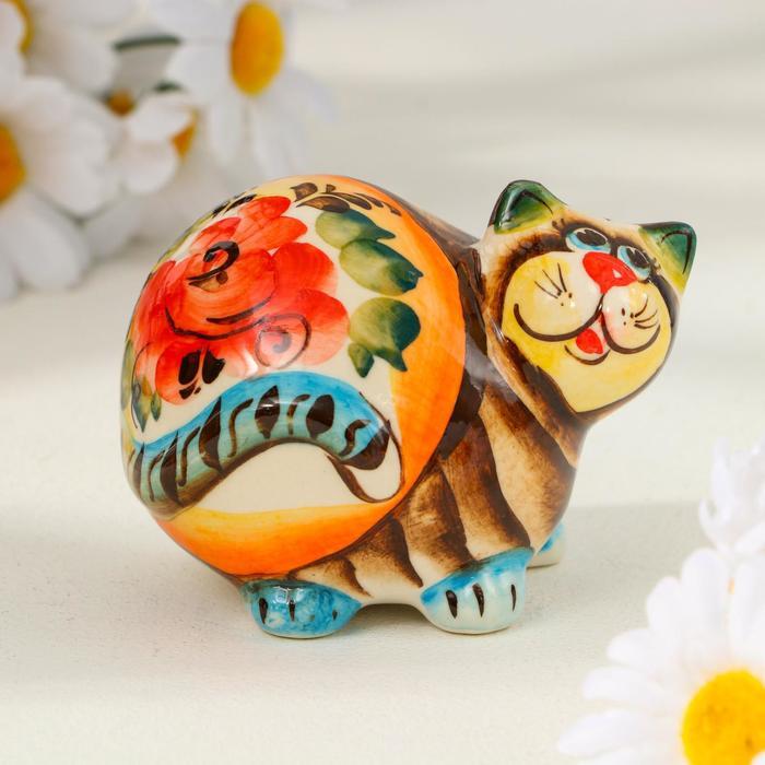Сувенир "Кот Колобок", гжель цветная, 6х9 см