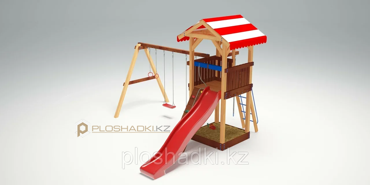 Детская площадка Савушка 5, с игровой башней, качелями, канатом, песочнице - фото 3 - id-p74564294