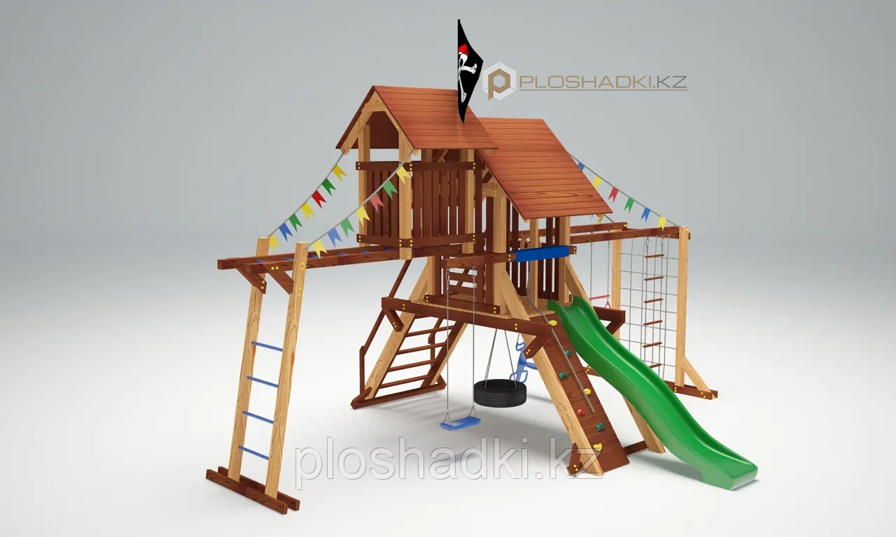 Детская площадка Савушка LUX-10, игровая башня люкс, игровой "чердачок", качели (2), рукоход, альпинис. сетка. - фото 2 - id-p74404903