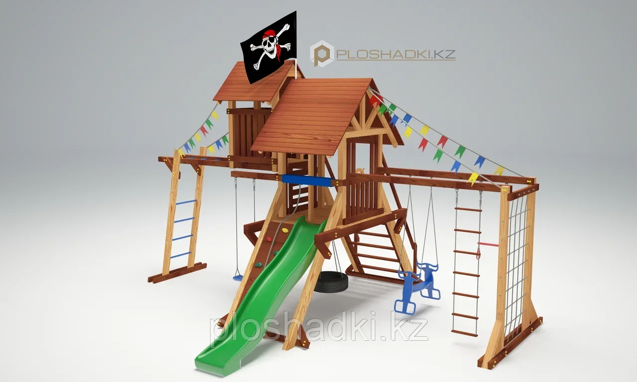 Детская площадка Савушка LUX-10, игровая башня люкс, игровой "чердачок", качели (2), рукоход, альпинис. сетка. - фото 5 - id-p74404903