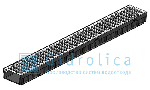 Лоток водоотводный с решеткой стальной 100х11,5х5,5см
