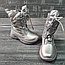 Сапожки серебро со шнурками и стразами, фото 3