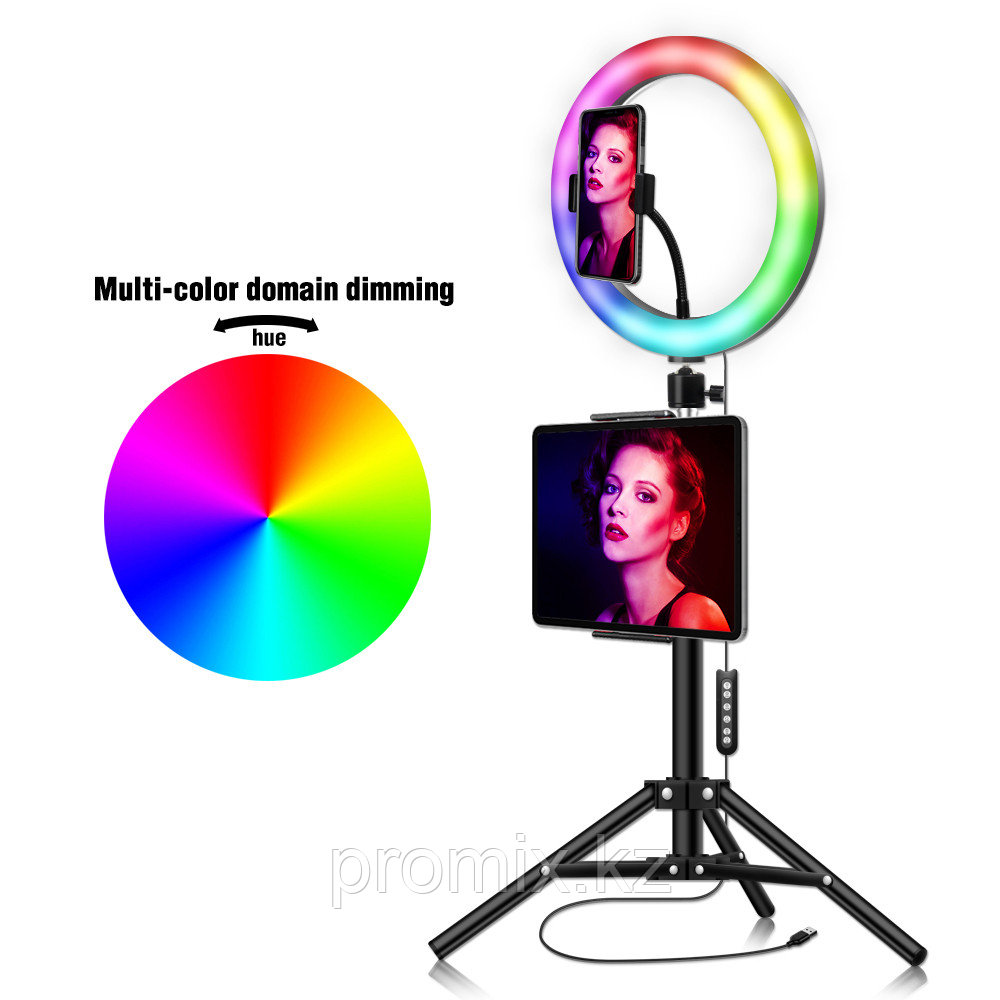 Кольцевая лампа 33 см с RGB режимами (мультиколор) - фото 8 - id-p82200506