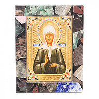 Икона настольная Матрона Московская рамка мозаика из самоцветов 10х13х3 см 118818