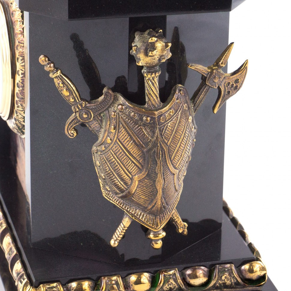 Каминные часы из бронзы "Георгий Победоносец" с подсвечниками камень яшма 113588 - фото 4 - id-p80870315