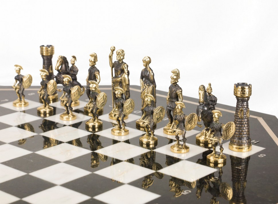 Шахматный стол из камня "Римские" фигуры бронза 117831 - фото 4 - id-p80872080