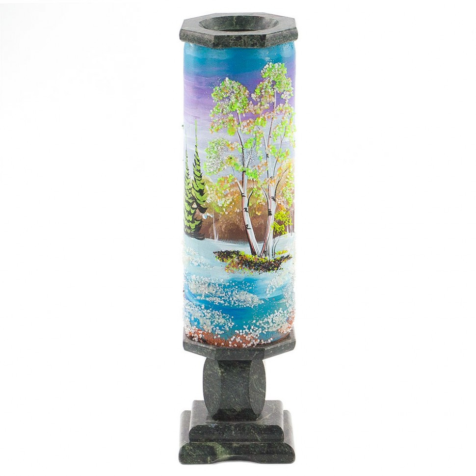 Декоративная ваза "Весенний пейзаж" рисунок из каменной крошки 8х8х29 см 120161 - фото 2 - id-p80871120