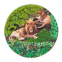 Магнит с рисунком "Пара львов" змеевик 117766