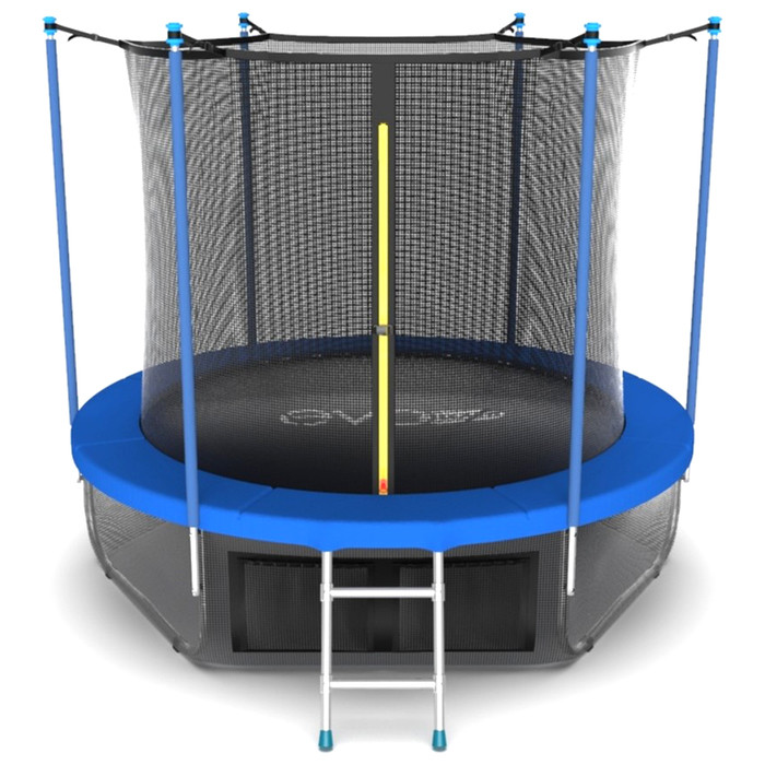 Батут EVO JUMP Internal 8 ft, d=244 см, с внутренней защитной сеткой и лестницей + нижняя защитная сеть, синий