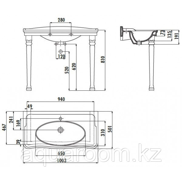 Раковина 100х49,5 см Creavit Antik, ножки KLASIK (2шт) (AN100-00CB00E-0000) - фото 4 - id-p82252402