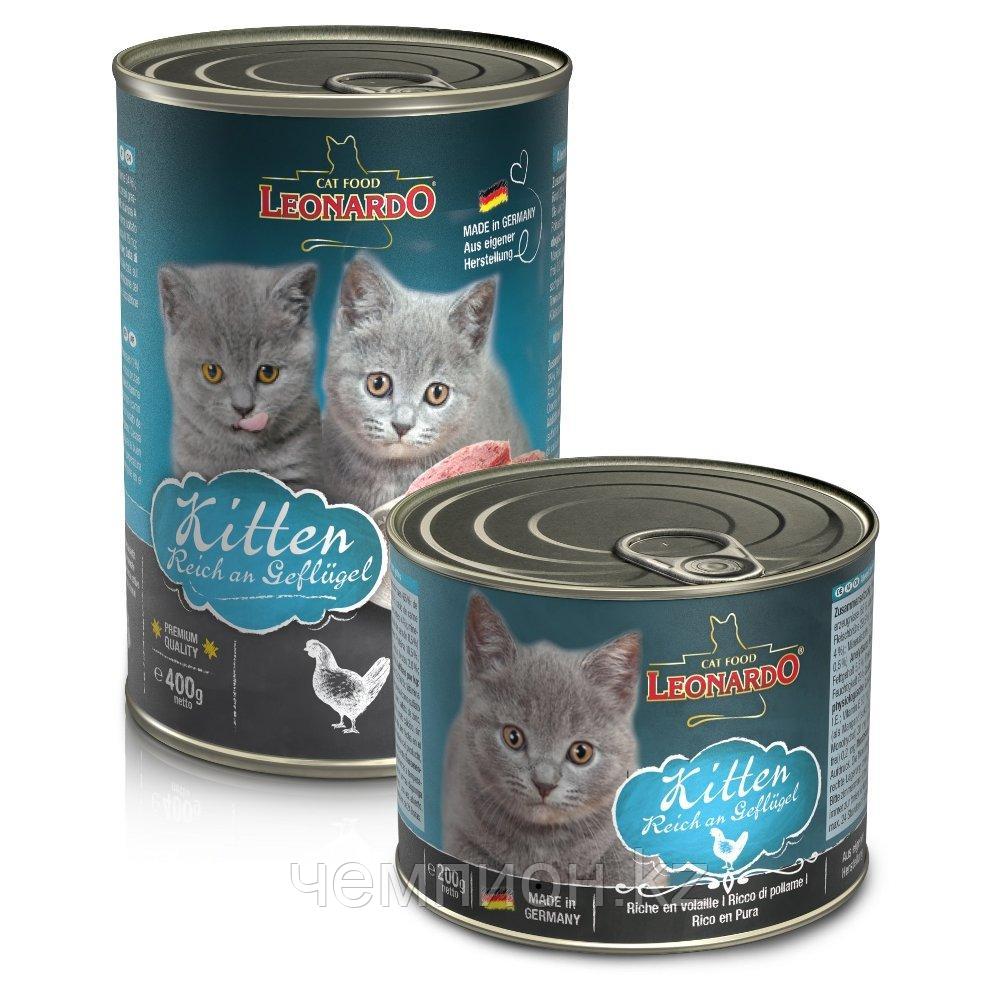 756145 Leonardo Kitten Rich in Poultry, Корм для котят на основе высококачественного мяса, 200 гр.