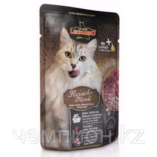 756343 Leonardo Finest Selection Meat Menu, Леонардо влажный корм для кошек мясное меню, пауч 85гр.