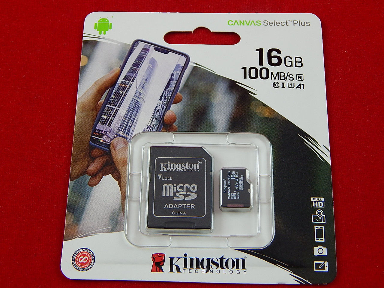 Карта памяти MicroSDHC 16Gb Kingston, Class 10 UHS-I U1, адаптер (SDCS2/16GB) - фото 1 - id-p82262886