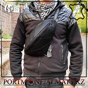 Мужской рюкзак-слинг  BULLCAPTAIN,  натуральная бычья кожа 100%, фото 2