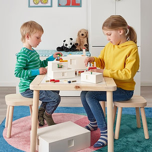BYGGLEK БЮГГЛЕК LEGO® контейнер с крышкой, 3 шт., белый, фото 2
