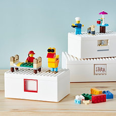 BYGGLEK БЮГГЛЕК LEGO® контейнер с крышкой, 3 шт., белый, фото 3